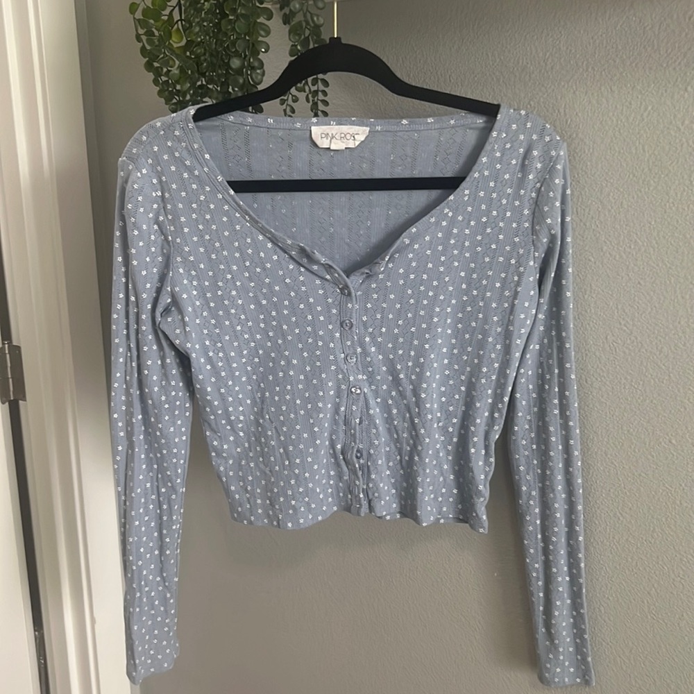 Pink Rose Floral Long Sleeve Top